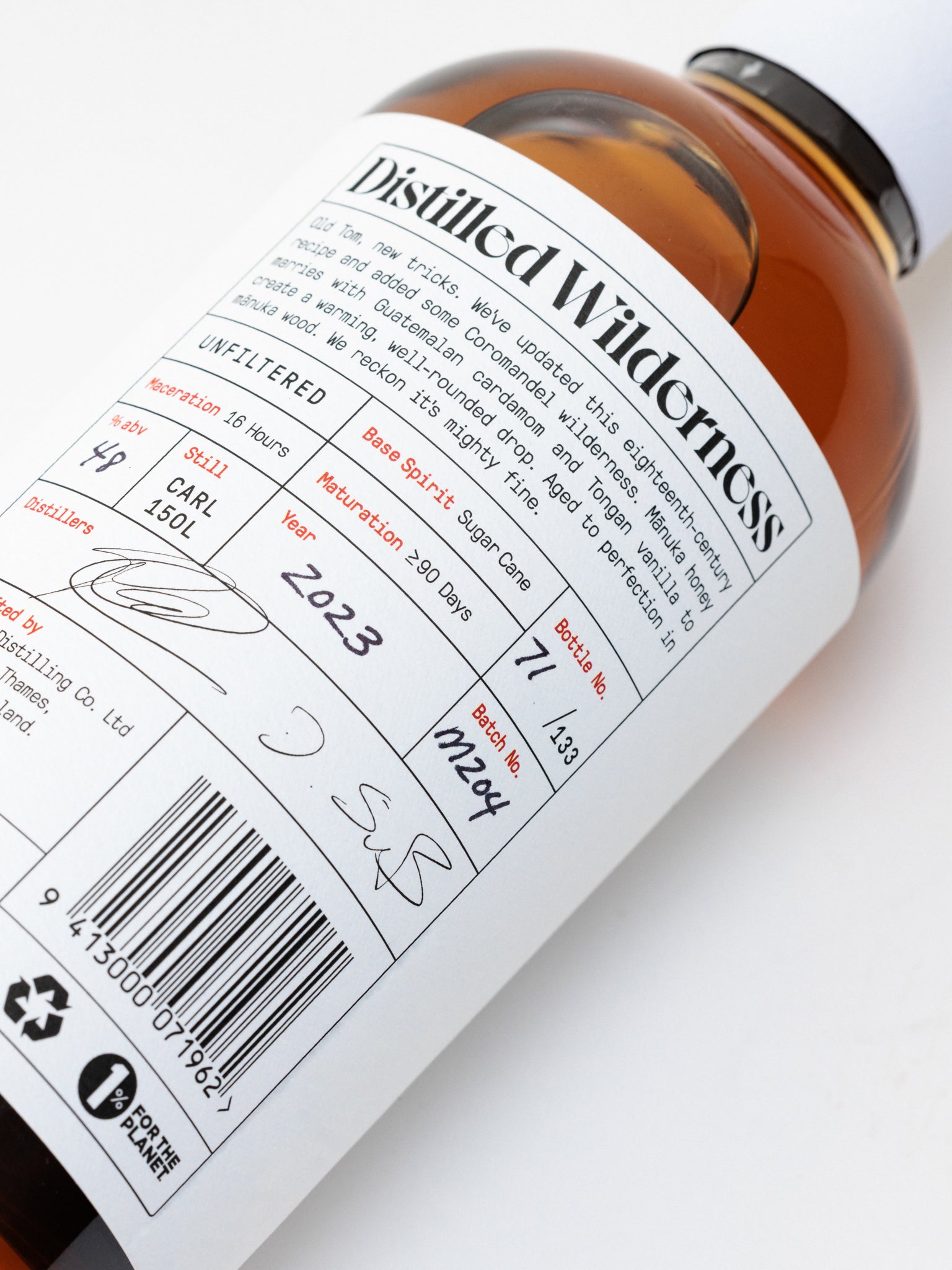 awildian manuka honey gin label details