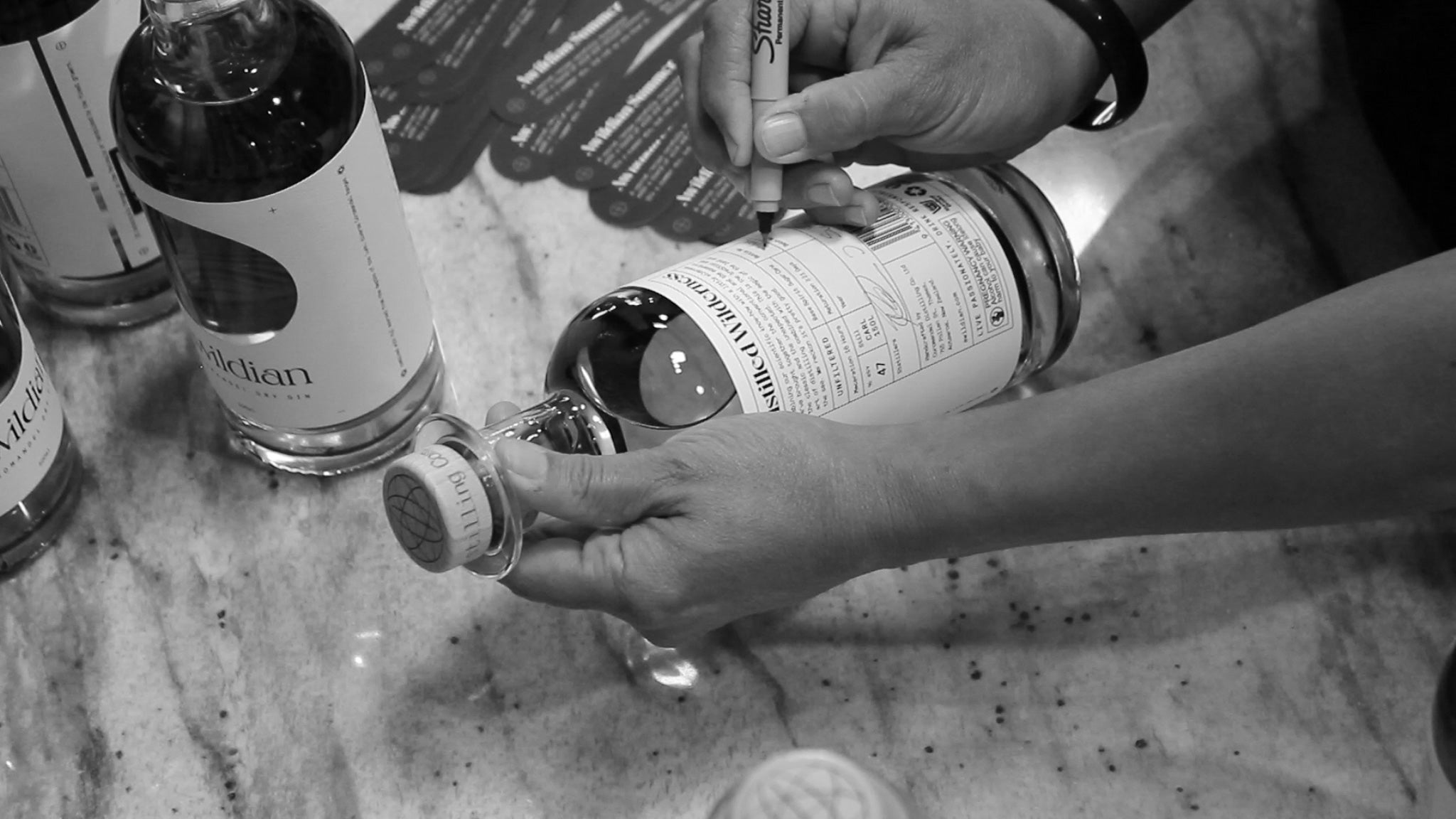 Awildian Gin is bottled and labelled by hand in our Thames gin distillery